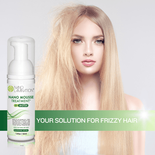 Nano Mousse Treatment for frizz-free, shiny, and healthy hair. Best smoothing mousse for hairstylists and salons. Easy application and long-lasting results